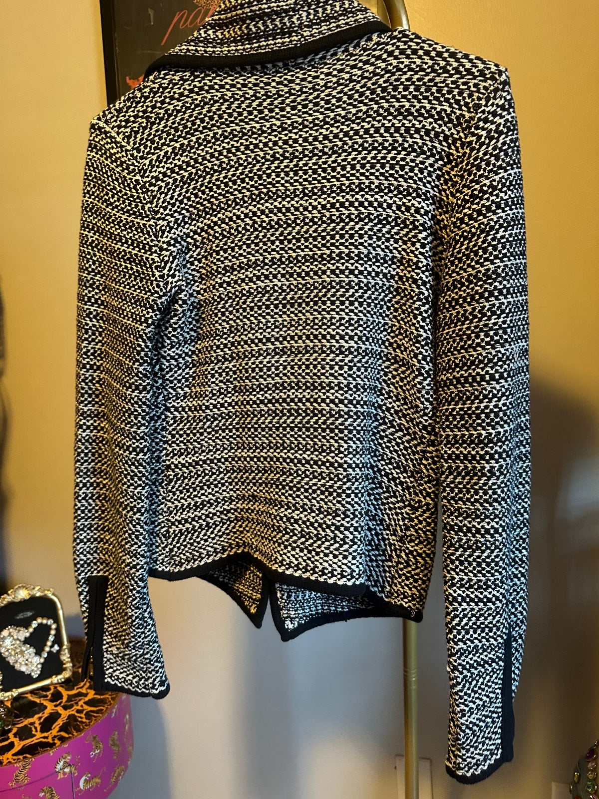 Vintage Cache Black & White Tweed Knit Blazer