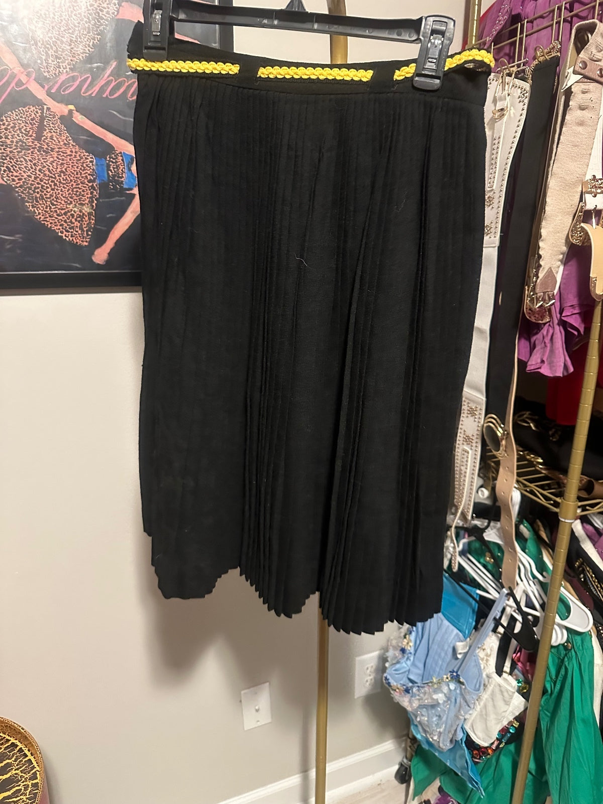 1960s Black & Yellow Wool Skirt Suit