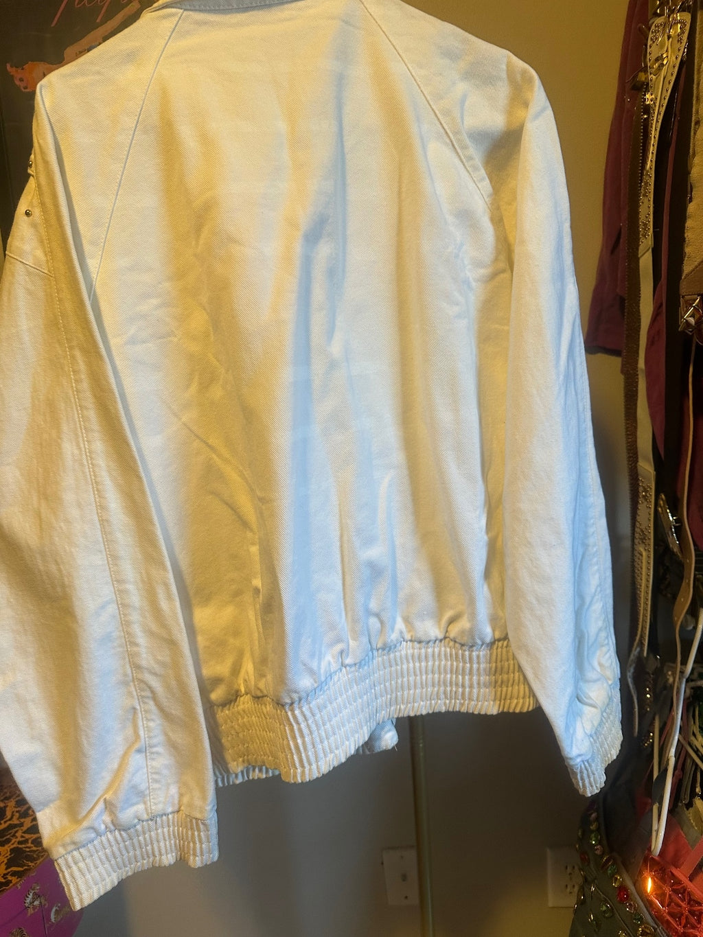 Vintage Pado White Pearl & Gold Embellished Bomber Jacket