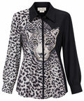 Diane Gilman Silk Leopard Statement Blouse