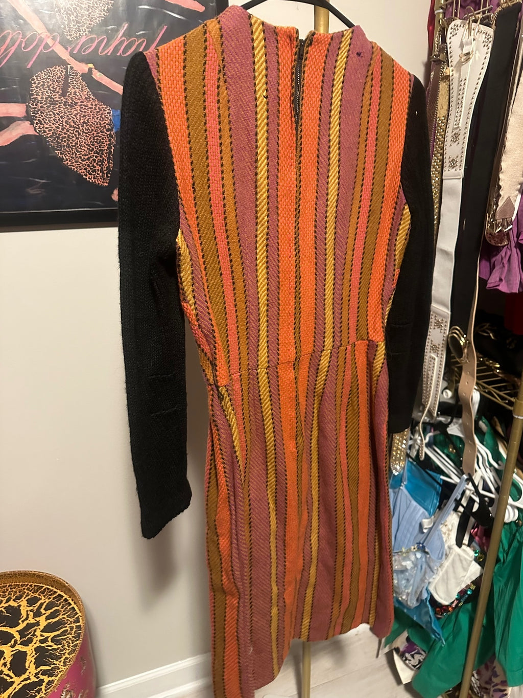 1960s Striped Wool Mod Dress