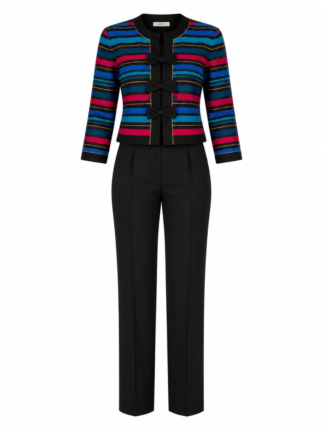 Vintage Multicolor Striped Two-Piece Suit