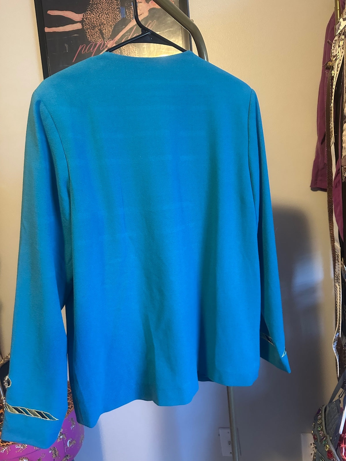 Bob mackie Teal & Gold Embroidered Statement Jacket