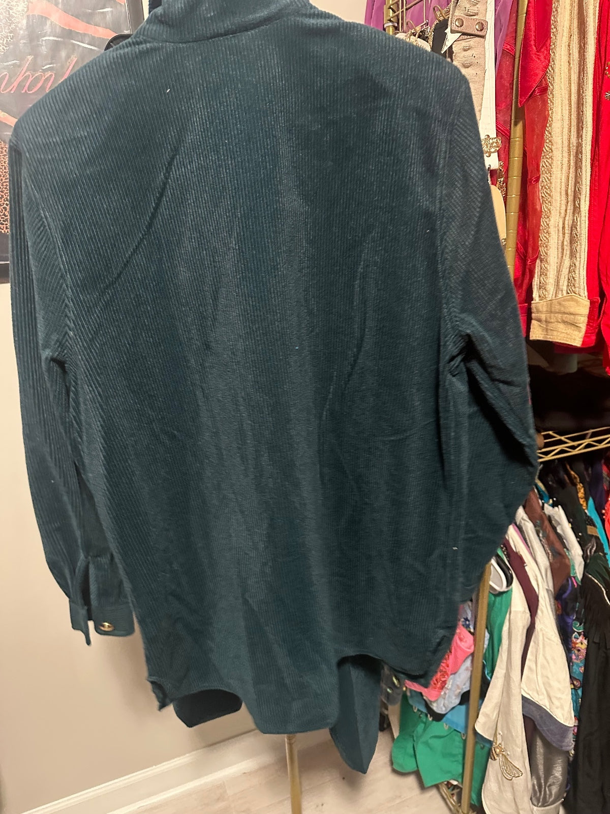 Vintage Dark Green Studded Jacket & Pants Set
