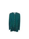 Vintage St. John Emerald Green Gold Button Knit Jacket