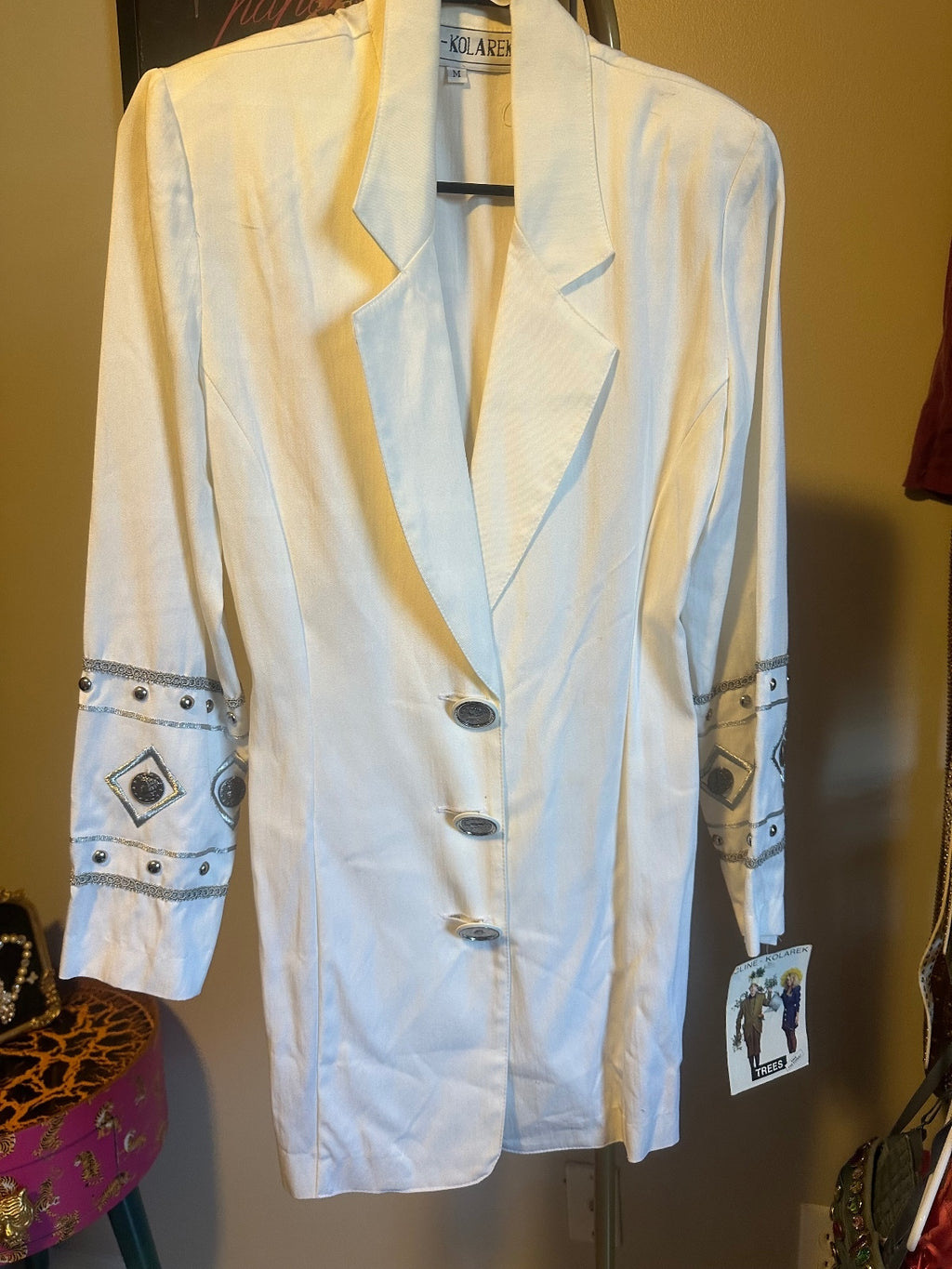 Vintage Cline-Kolarek Embellished Ivory Blazer