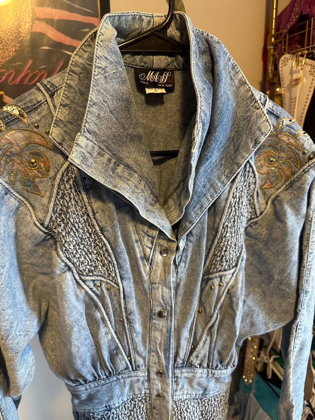 Vintage Denim Western Embroidered Jumpsuit