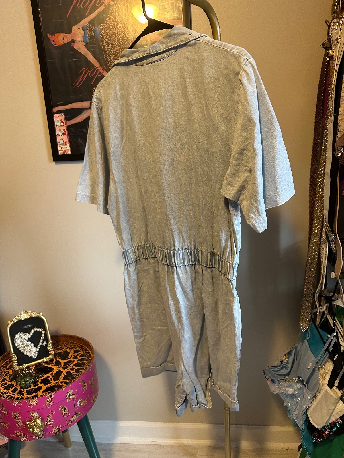 Vintage Cache Light Wash Studded Denim Romper