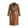 Cache Vintage Bronze Snakeskin & Cognac Dress