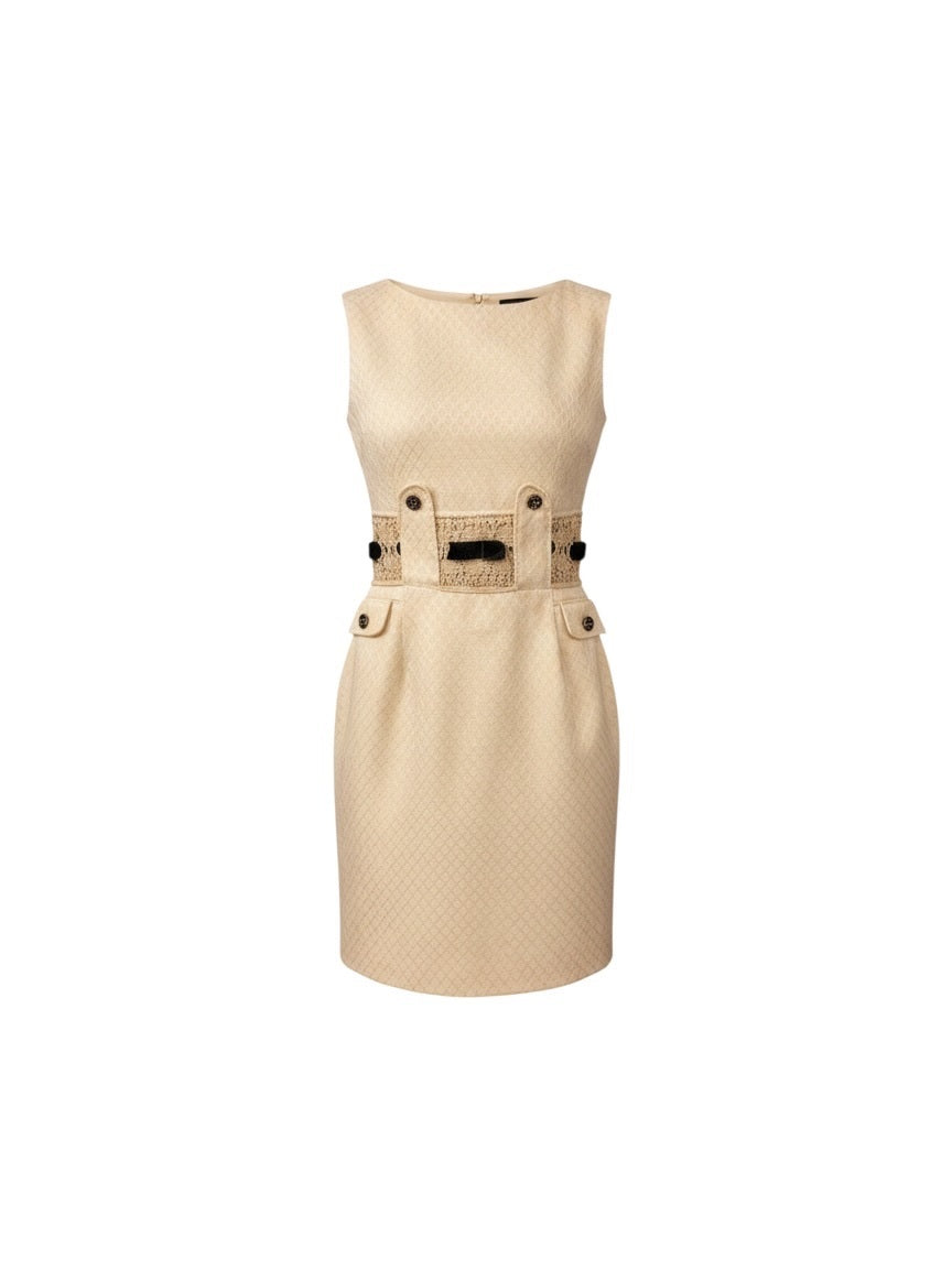 1960s Ivory Mod Belted Shift Dress