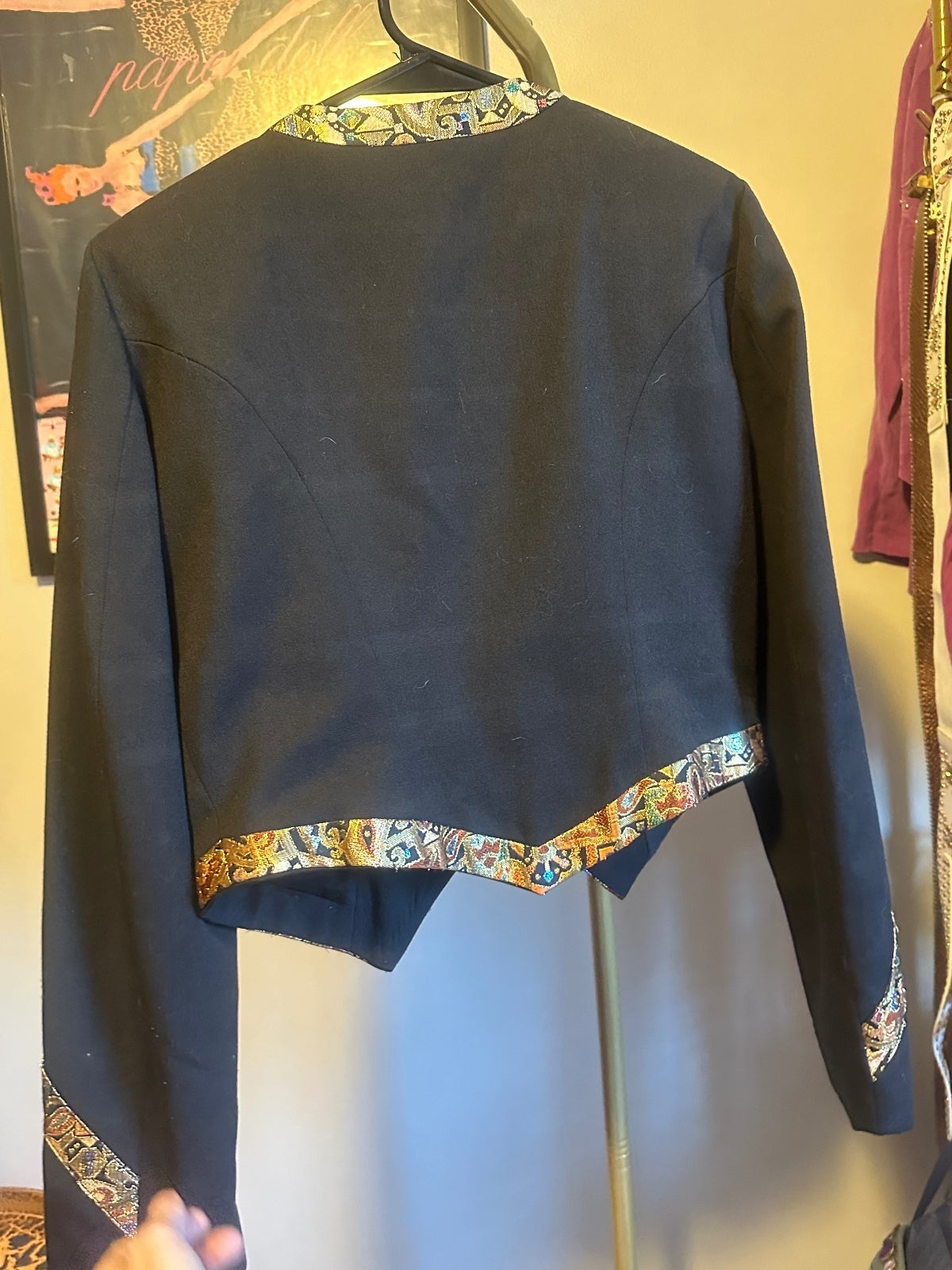 Vintage Hobby Horse Black Paisley Trim Blazer
