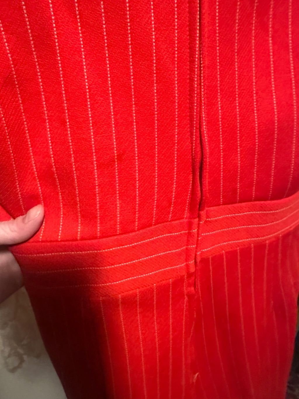1970s Red Pinafore Midi Dress with Lace Bodysuit