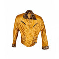 Vintage IIF Gold Leopard Trim Moto Jacket