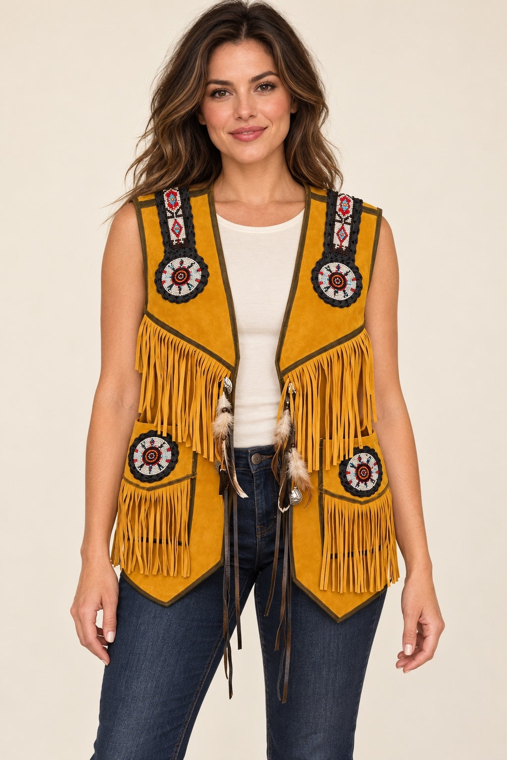 Vintage Vipzi Fringed Leather Vest