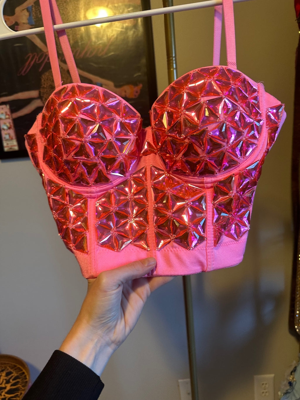 Hot Pink Mirrored Bustier Crop Top