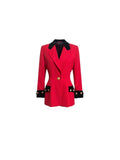 Vintage Lillie Rubin Red Wool Contrast Trim Blazer