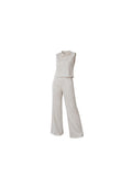 Ivory Jacquard Two-Piece Top & Wide-Leg Pants Set