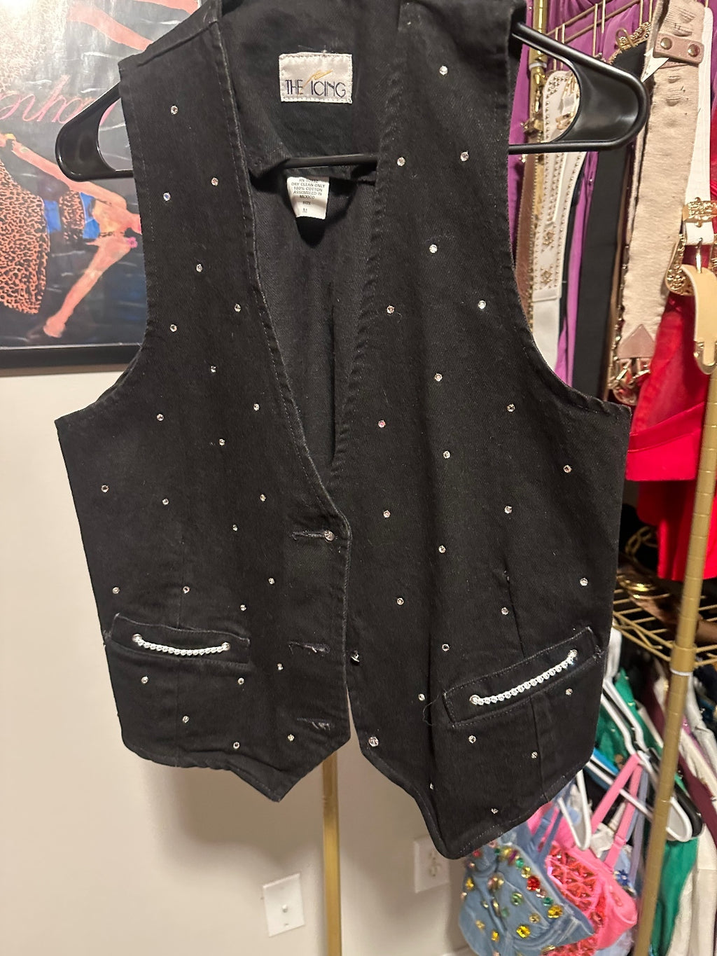 The icing Vintage Black Rhinestone Embellished Vest