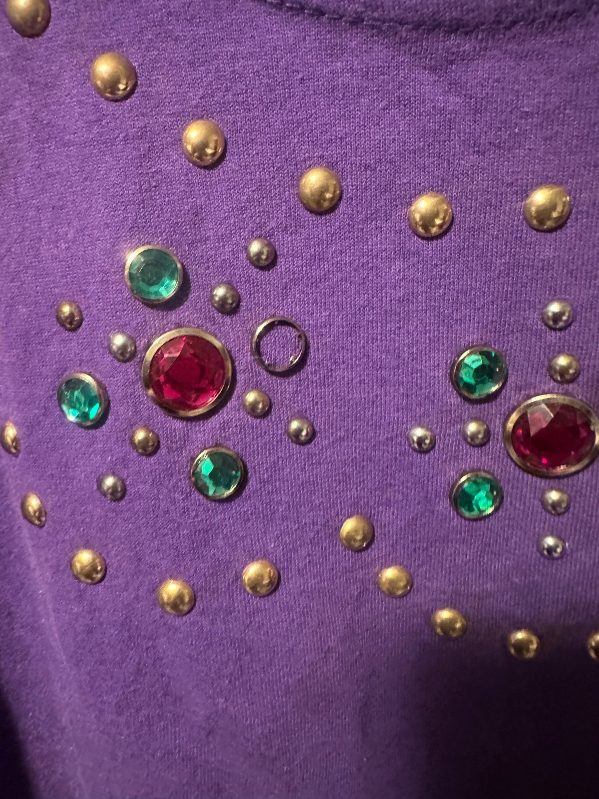 Vintage Purple Jewel Embellished Statement T-Shirt