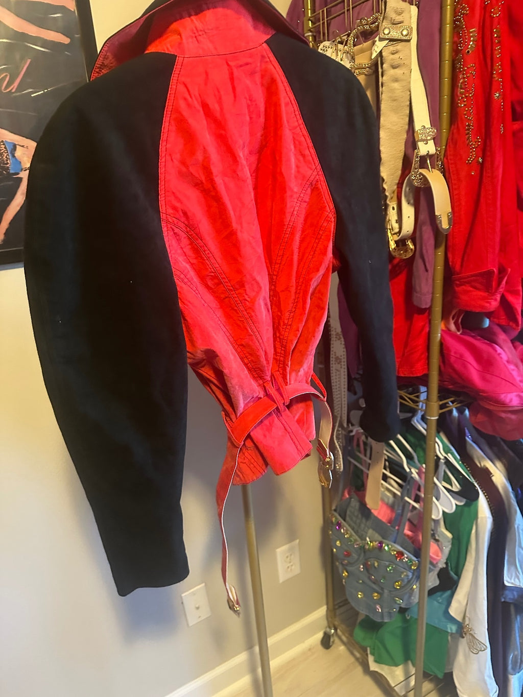 Vintage IIF Red & Black Belted Jacket
