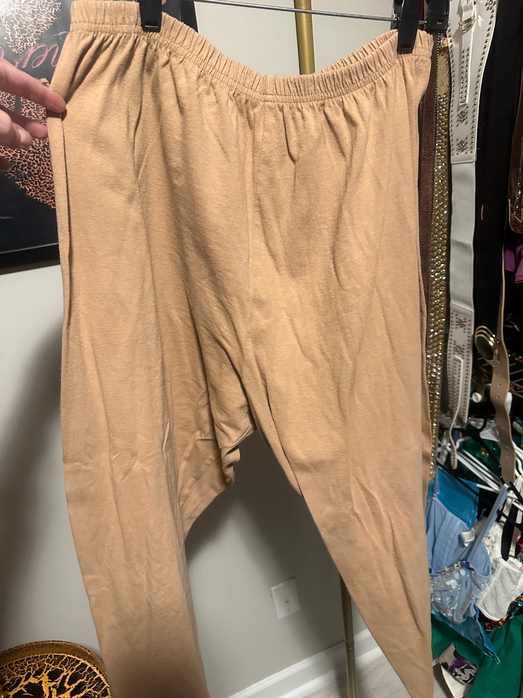 Tan Floral Embellished Top & Wide-Leg Pants Set