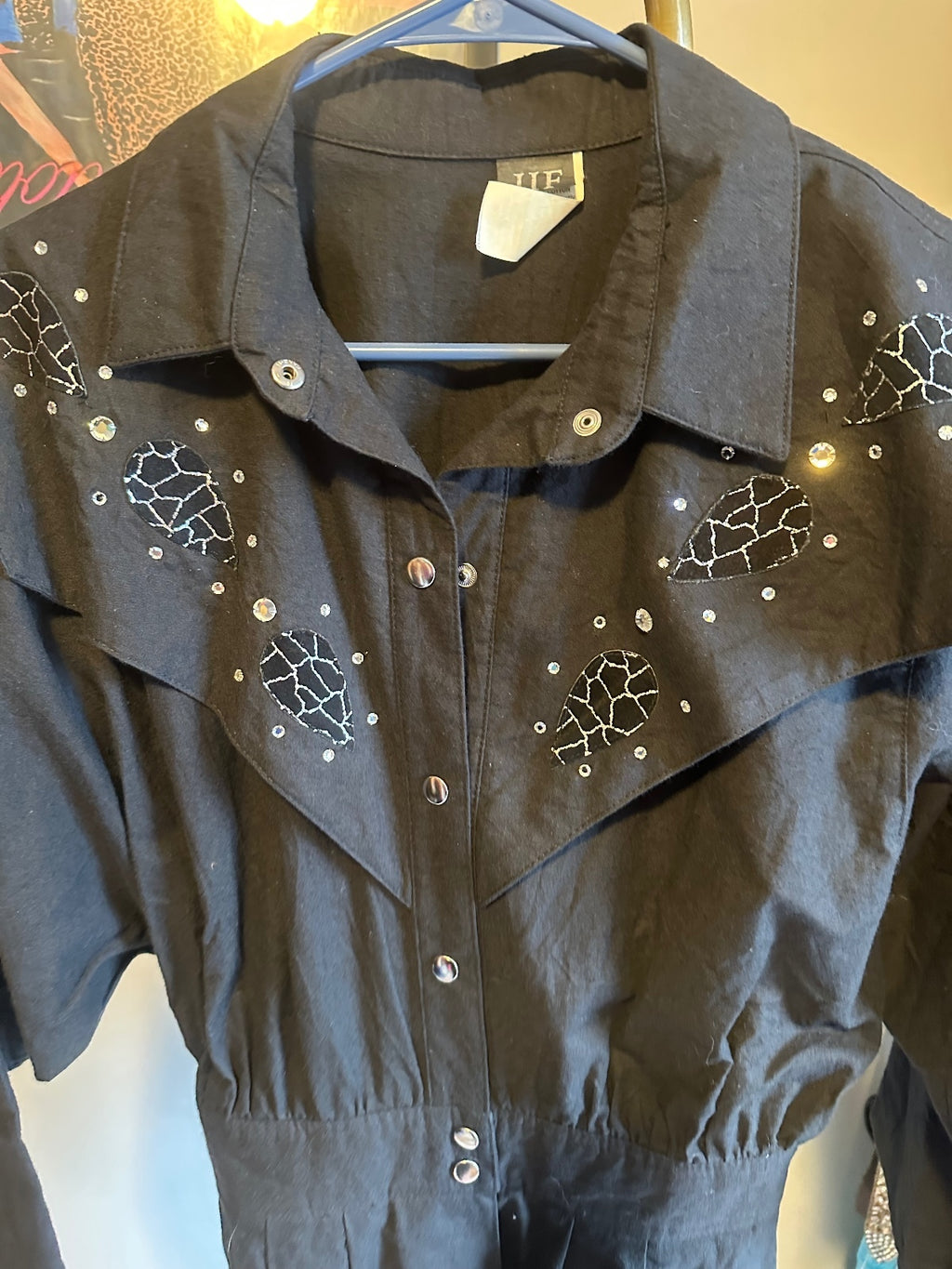 Vintage IIF Black Embellished Western Jumpsuit