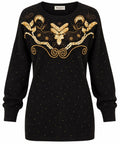 Vintage Trimmings Black & Gold Embellished Tunic Sweater