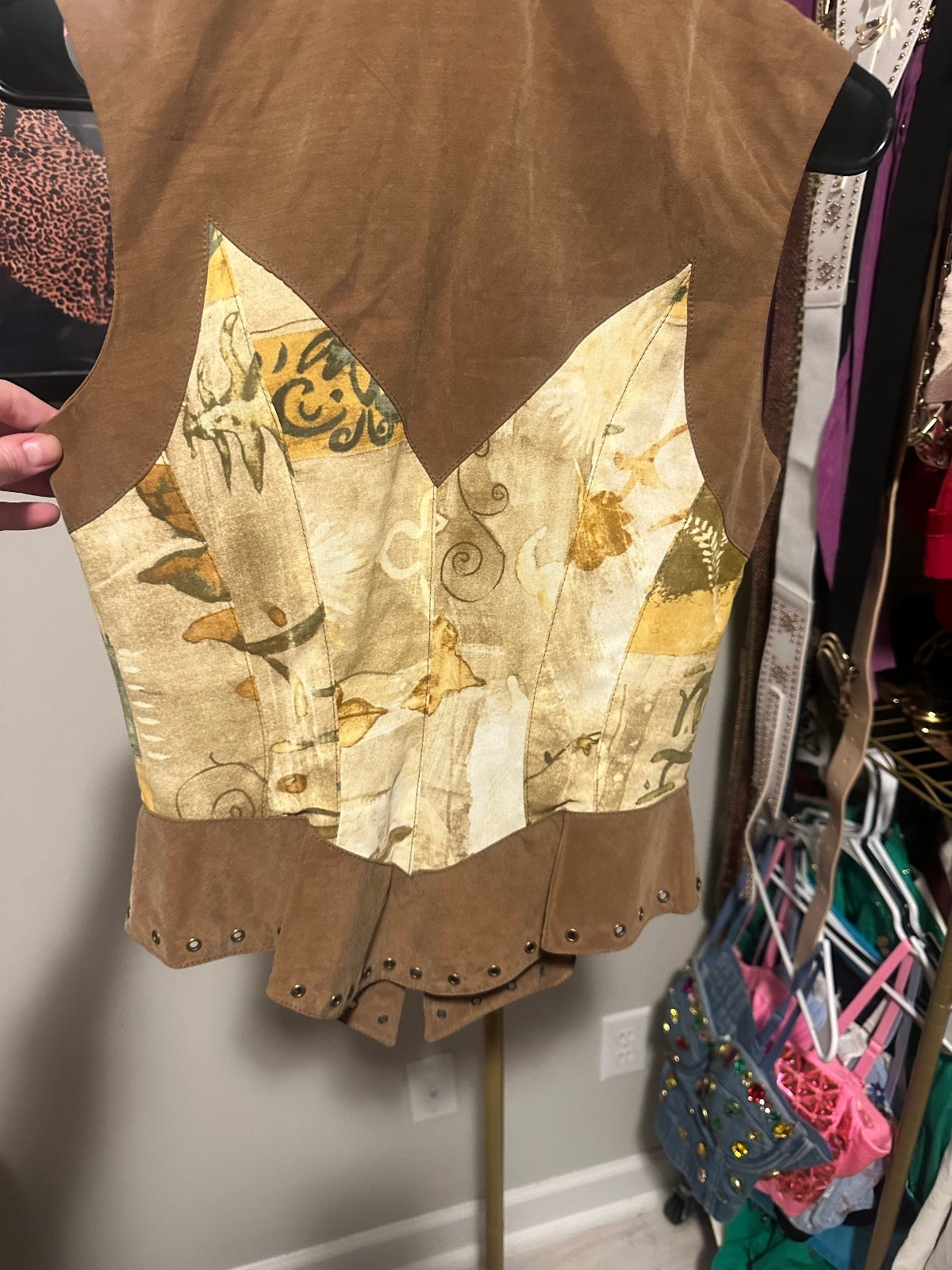 IIF Vintage Brown Floral Corset Vest