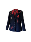 Vintage Escada Embroidered Navy & Red Blazer 40