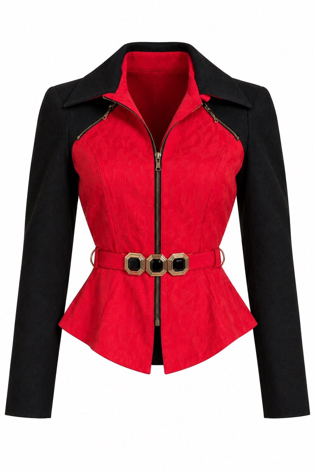 Vintage IIF Red & Black Belted Jacket