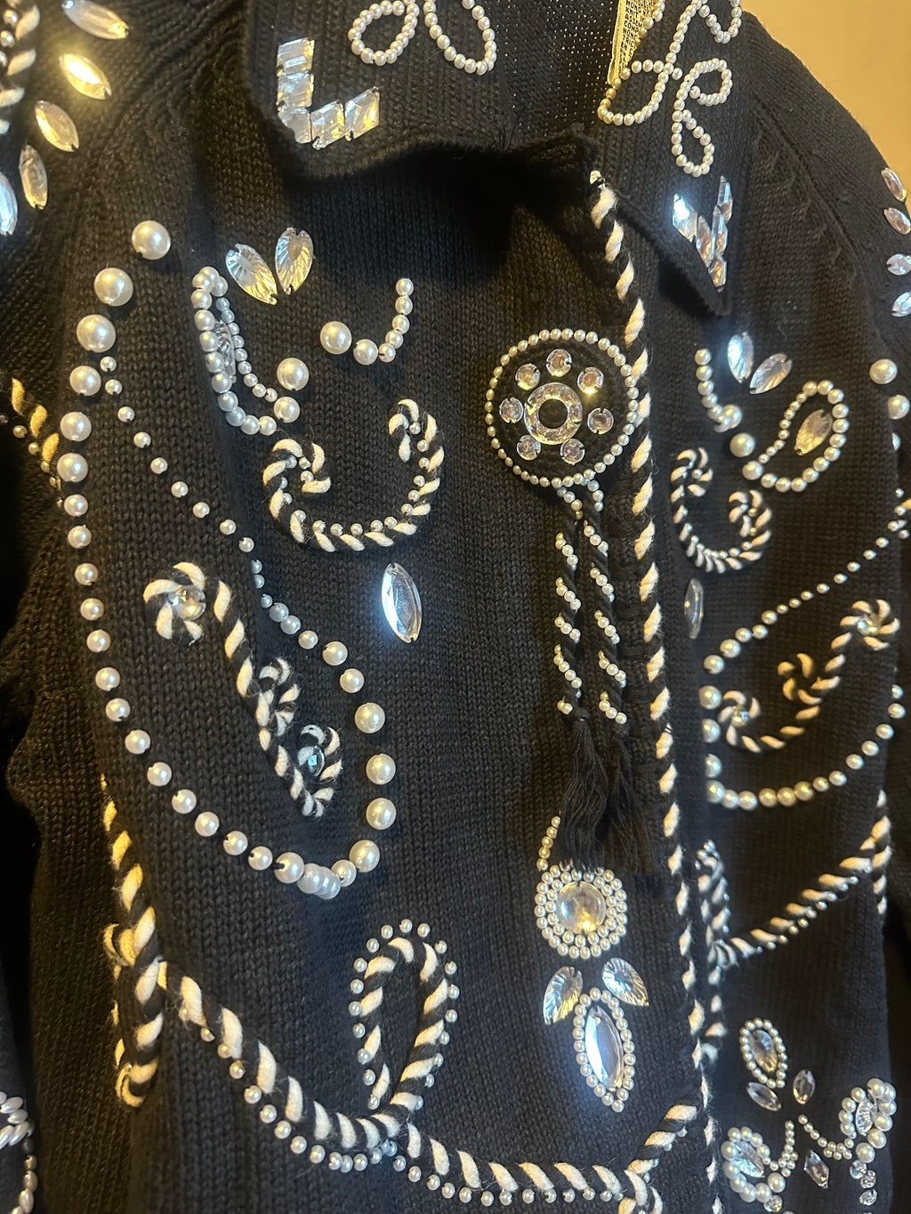 Vintage Michael Simon Embellished Black Knit Jacket