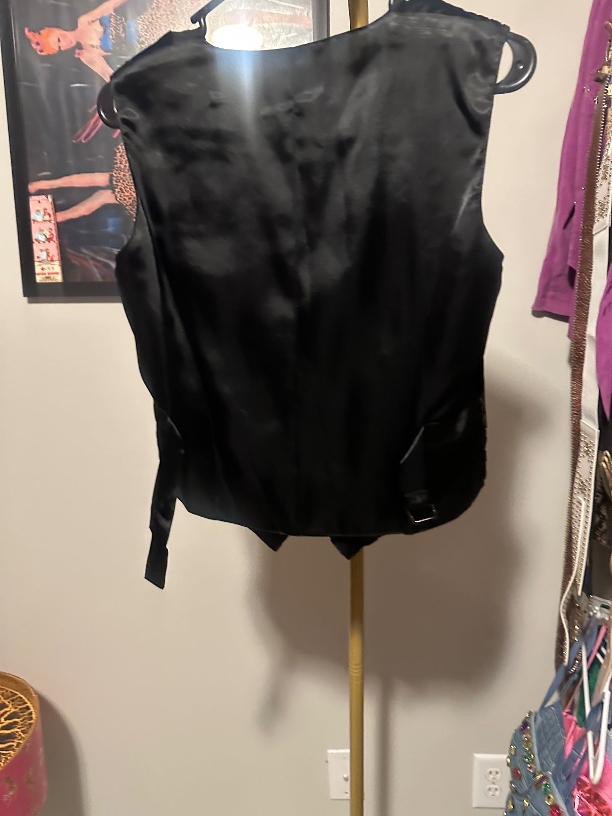 Vintage Cache Black Velvet Floral Vest