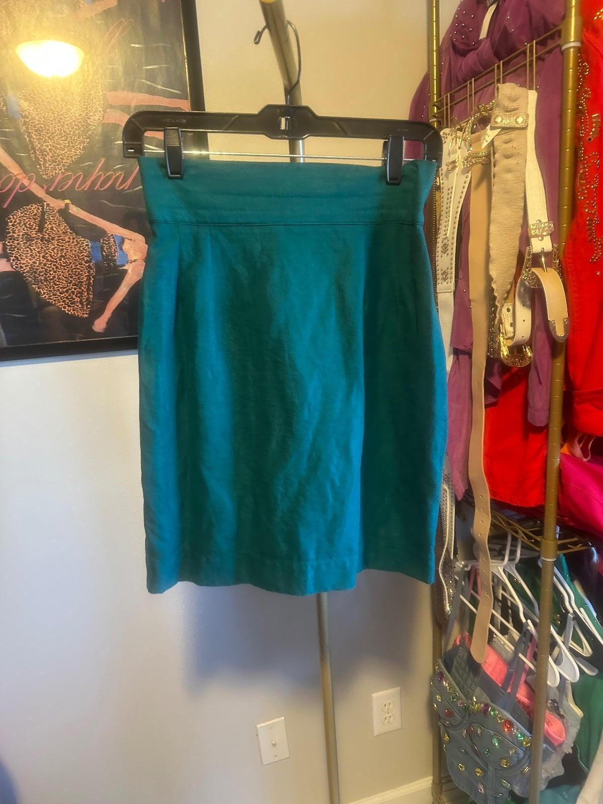 Vintage Platinum Teal Peplum Blazer & Skirt Suit