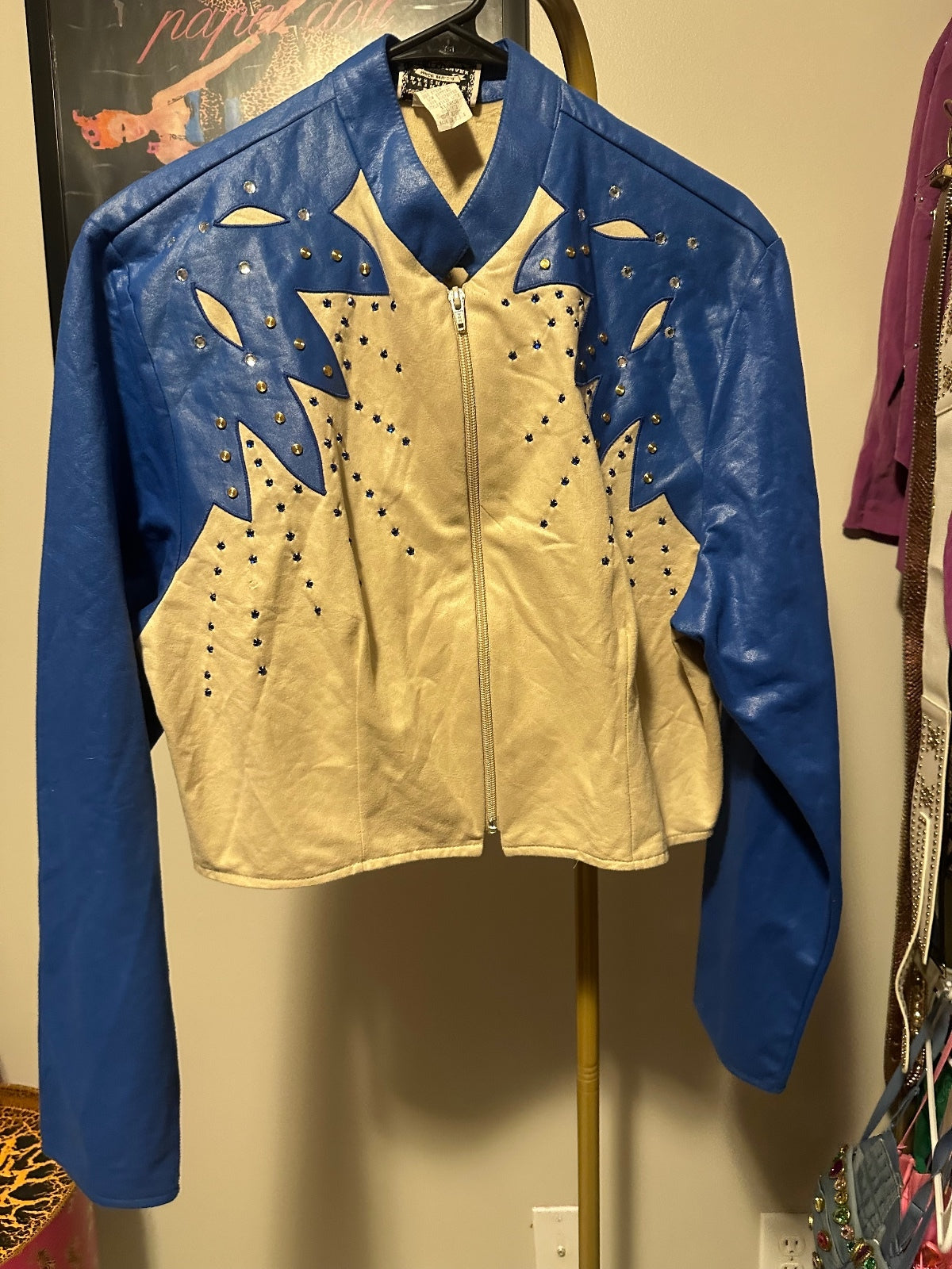 Vintage Blue & Silver Studded Western Jacket