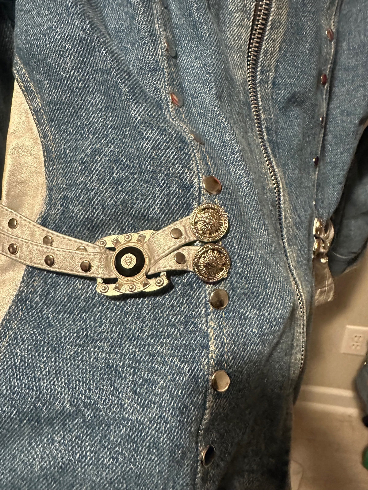 Vintage Two-Tone Denim Studded Western Jacket