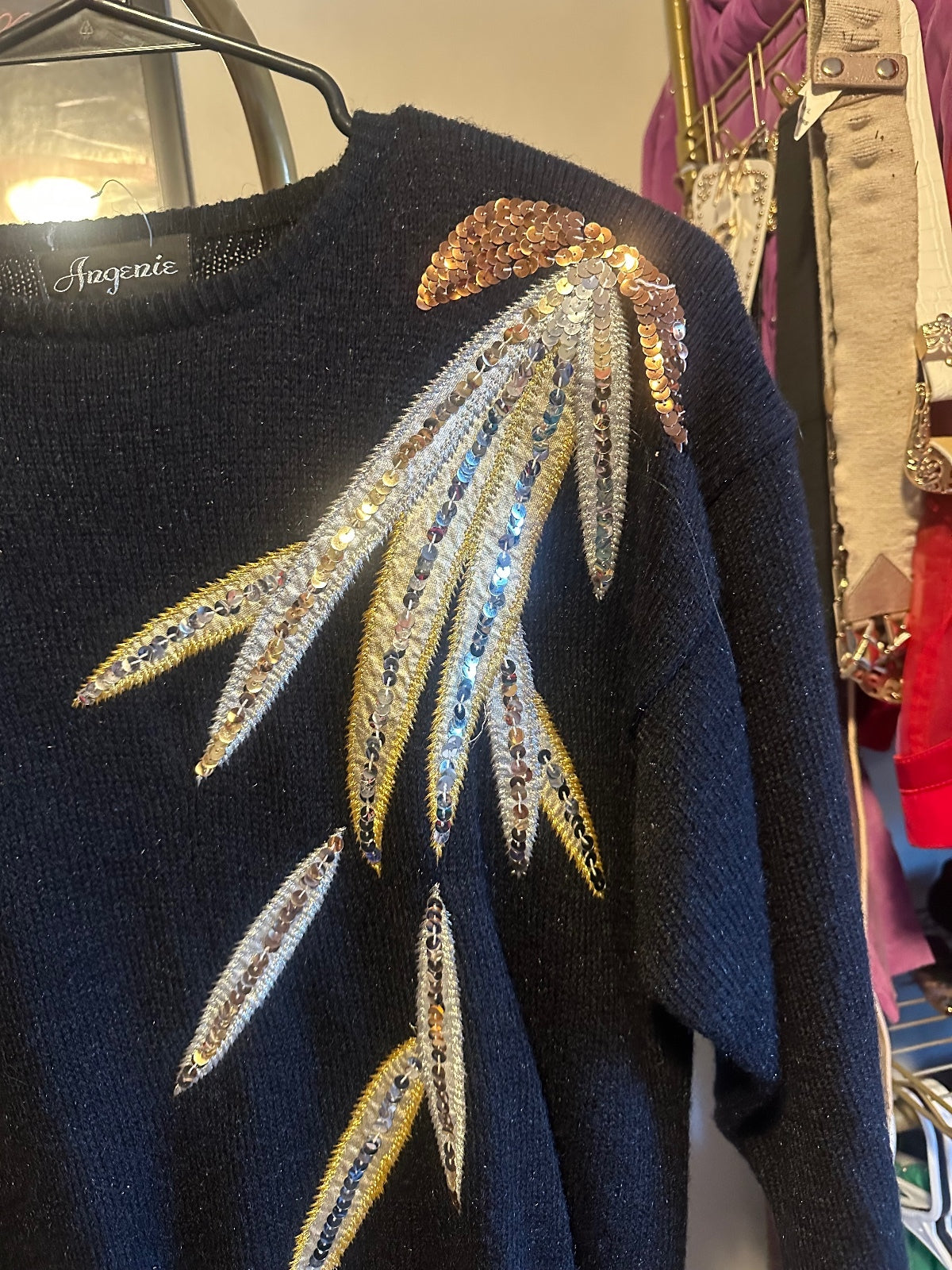 Black Gold & Silver Embellished Statement Sweater