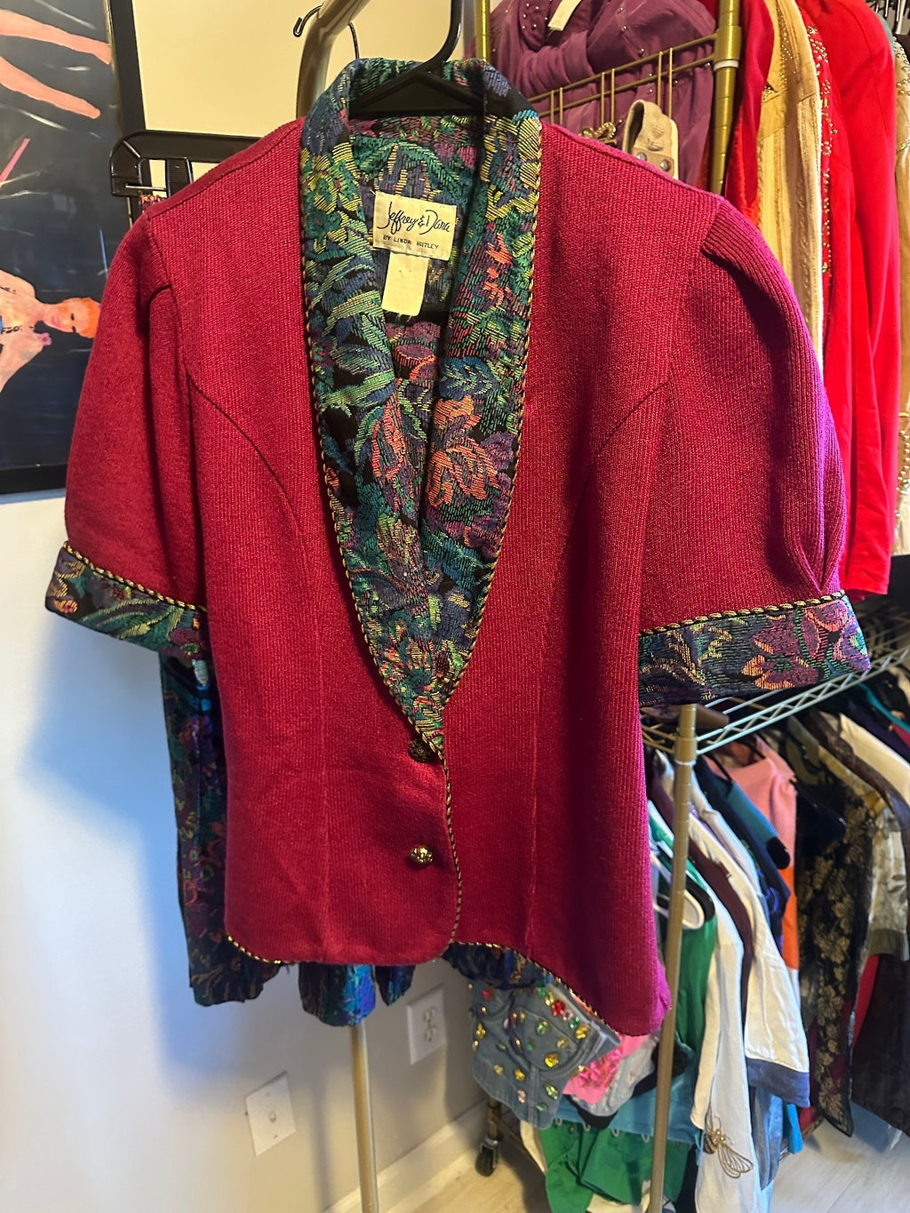 Vintage Jeffrey & Dara by Linda Hutley Magenta Blazer & Floral Skirt Set