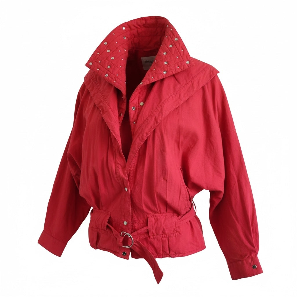Vintage IIF Red Rhinestone Embellished Belted Jacket