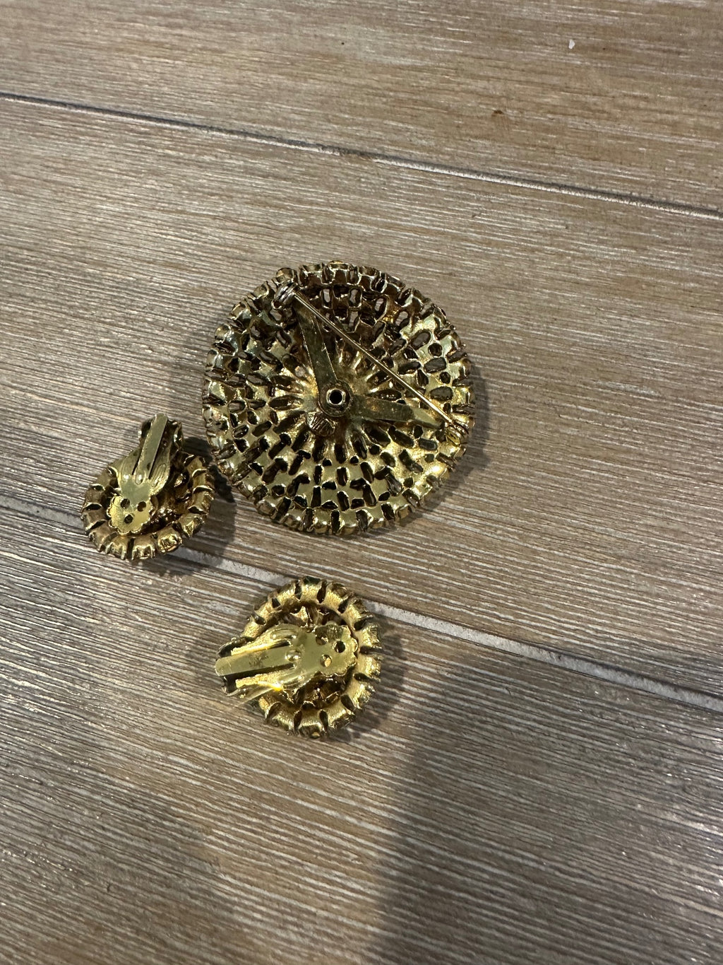 Vintage Weiss Rhinestone Brooch & Earrings Set | 1950s–60s