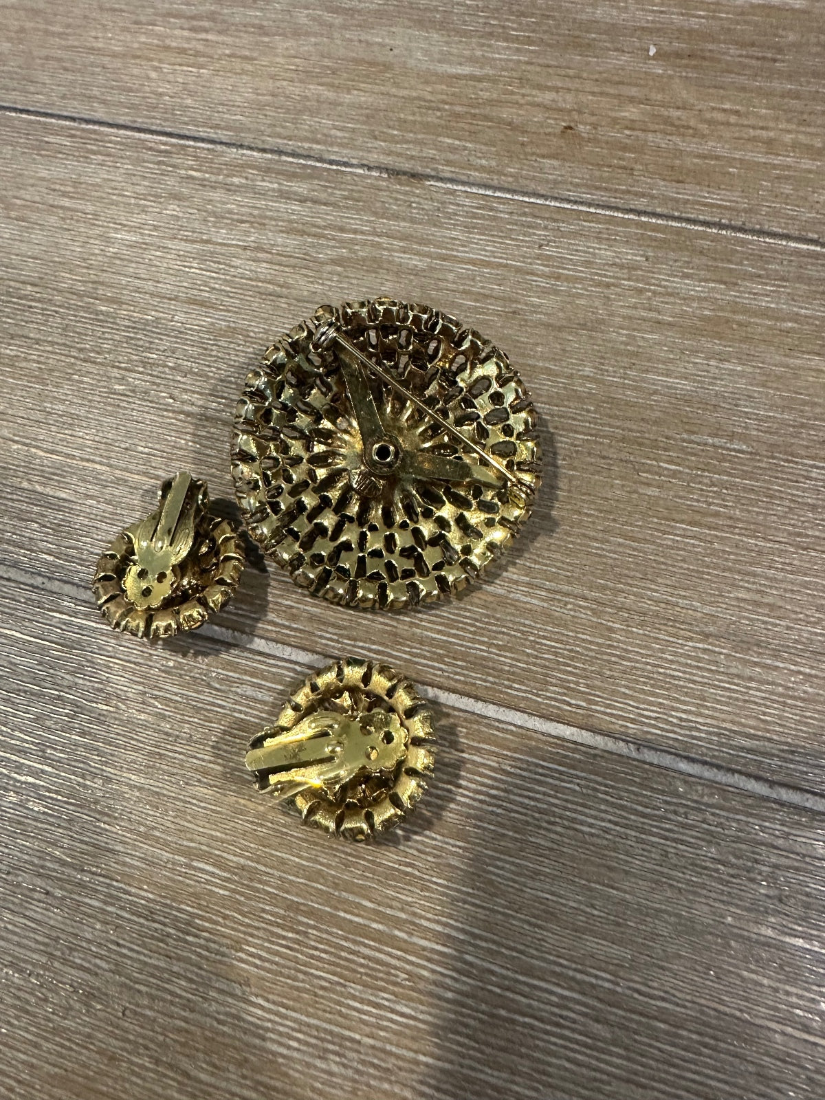 Vintage Weiss Rhinestone Brooch & Earrings Set | 1950s–60s