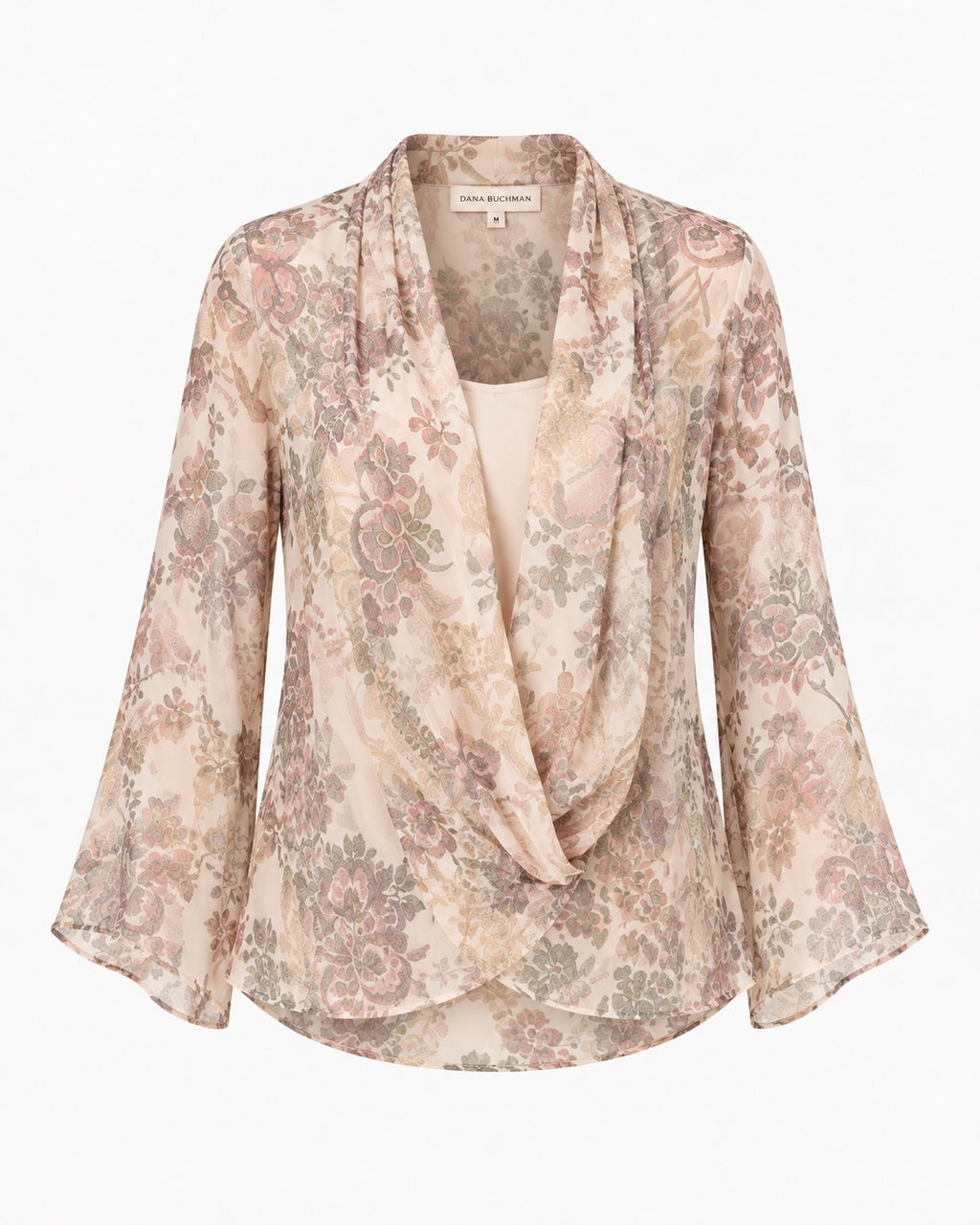 Vintage Dana Buchman Silk Floral Draped Blouse