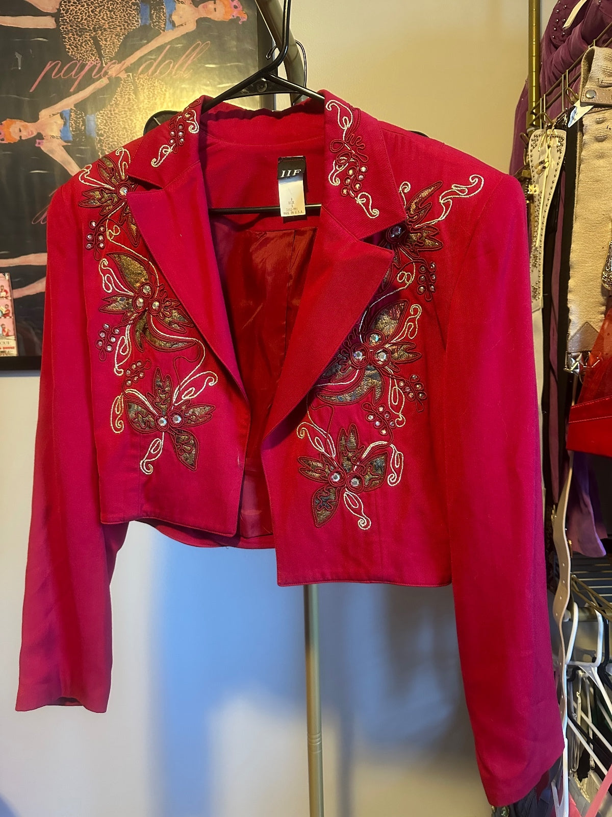 Vintage IIF Red Embellished Skirt Suit