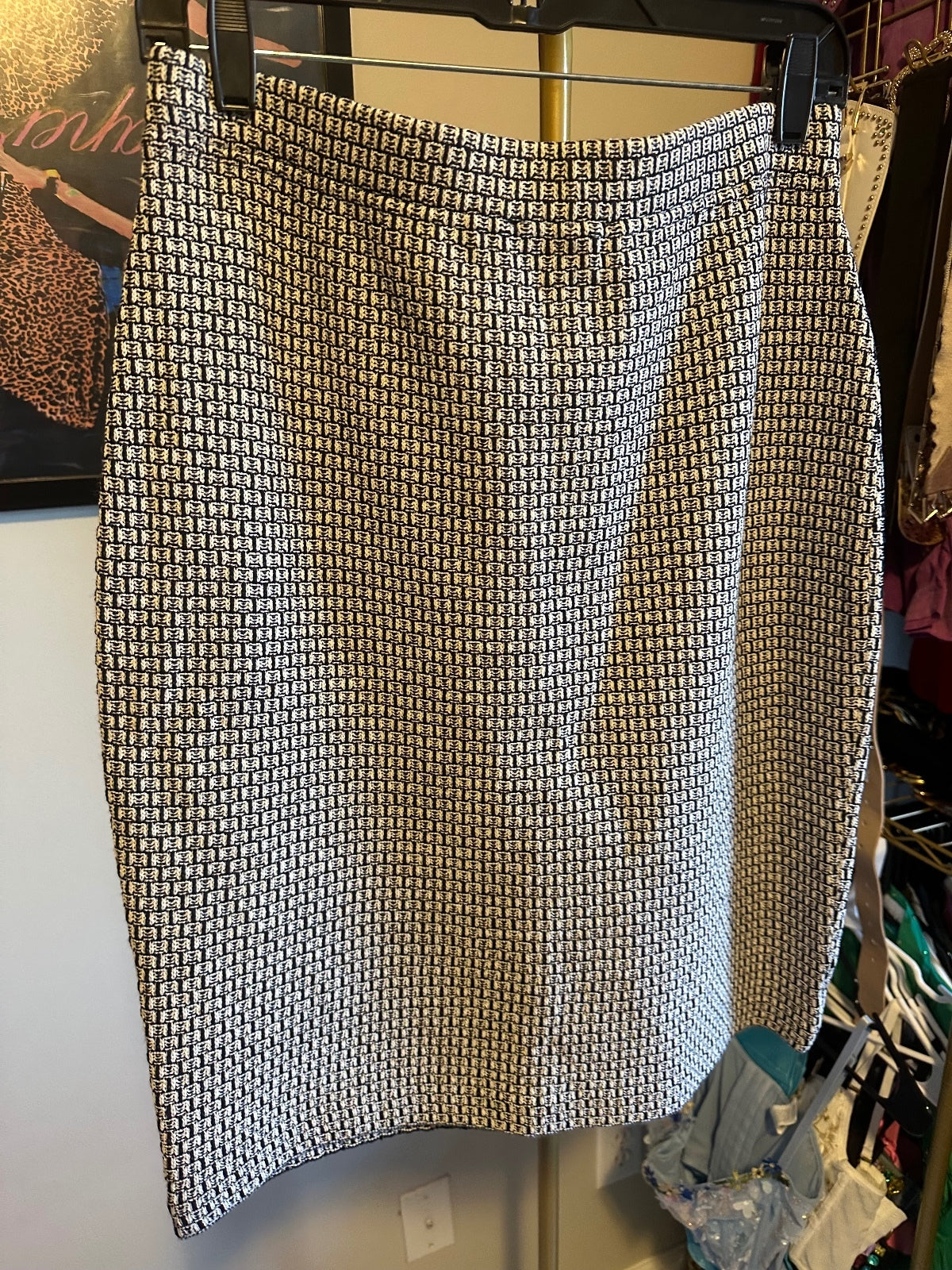 St. John Black & White Knit Mini Skirt