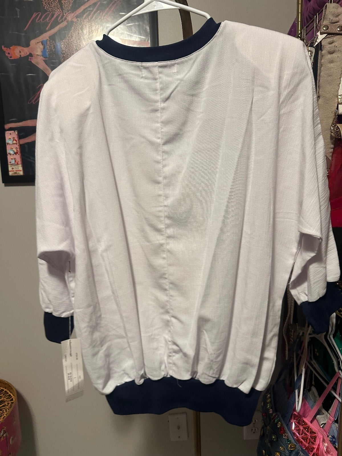 Adolfo Vintage Cream Nautical Sailboat Embellished Sweatshirt