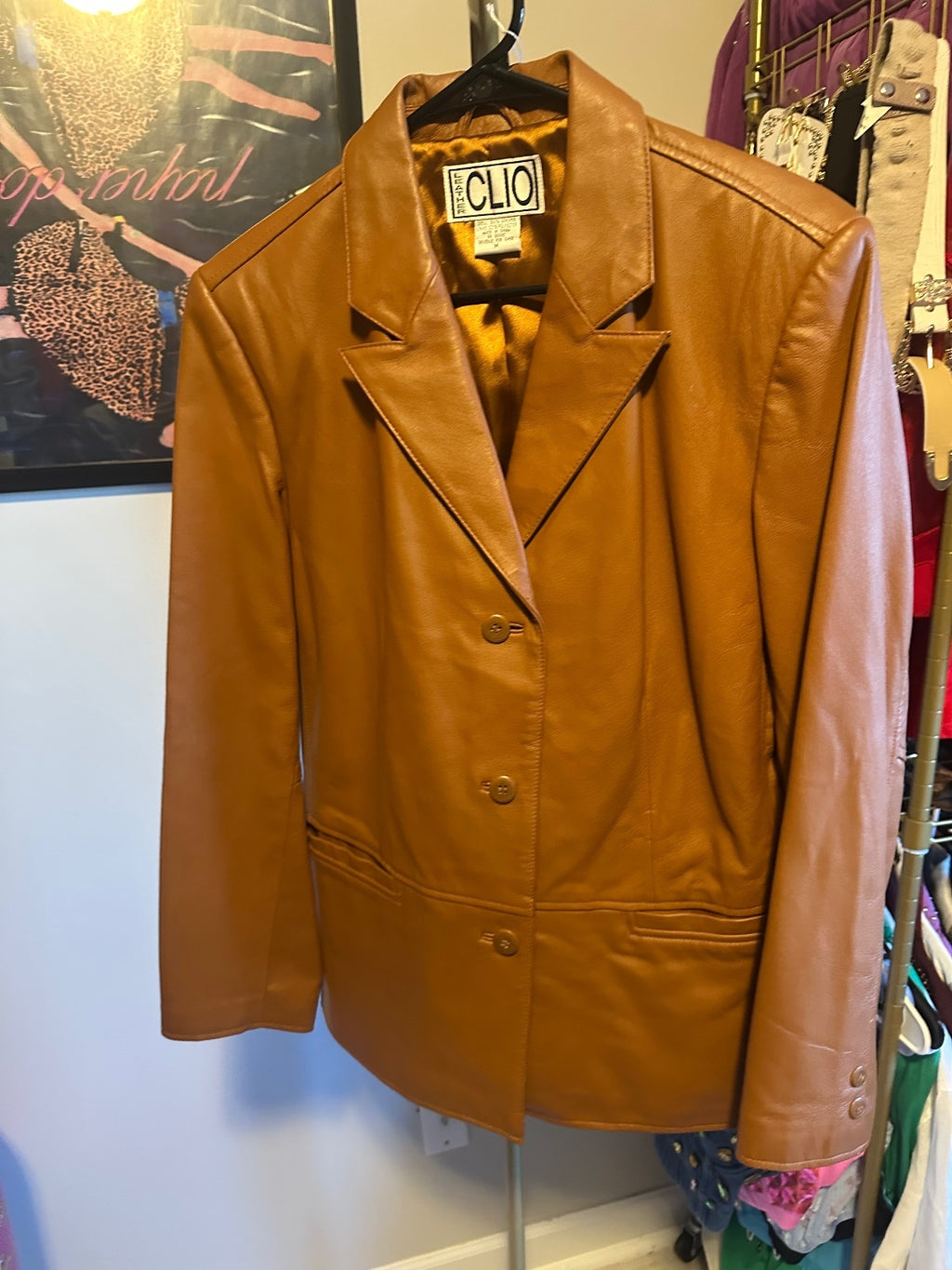 Vintage Clio Cognac Leather Blazer