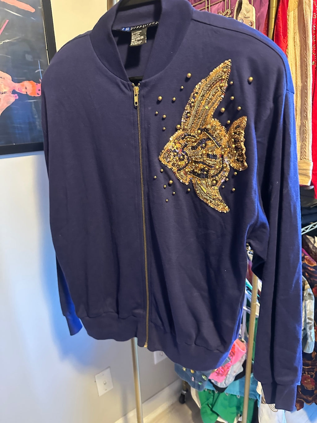 Vintage IB Diffusion Navy Blue Embellished 2-Piece Tracksuit Set