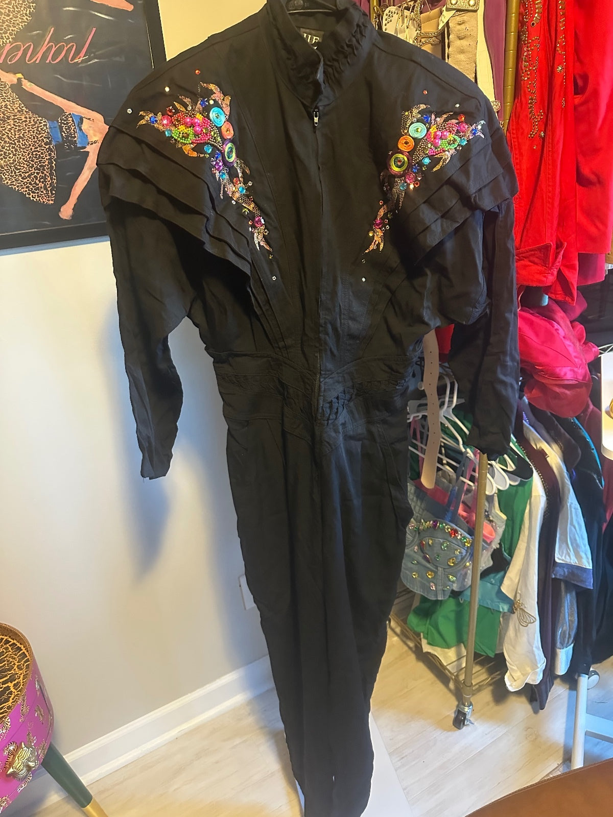 Vintage IIF Black Embellished Jumpsuit