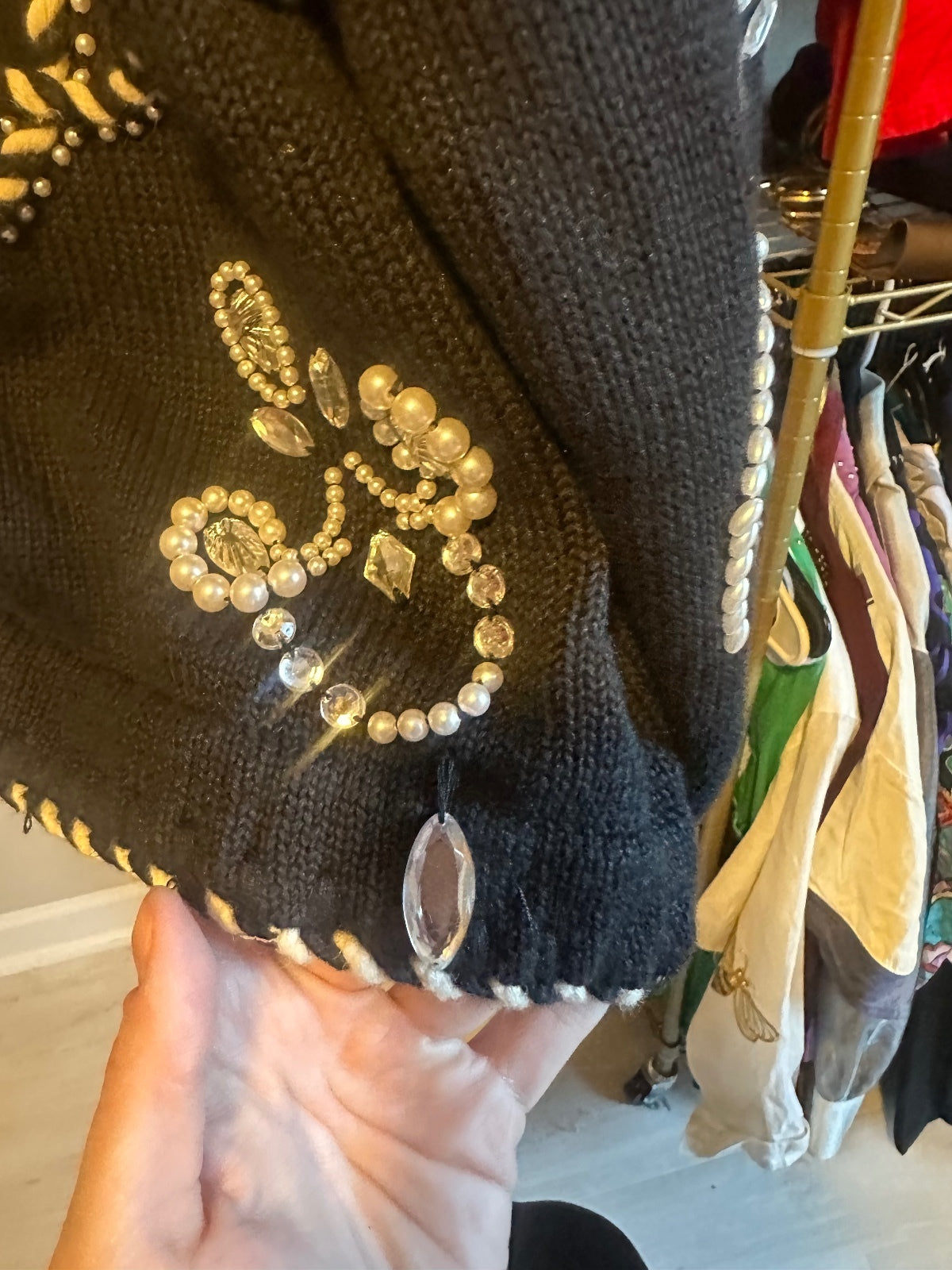 Vintage Michael Simon Embellished Black Knit Jacket