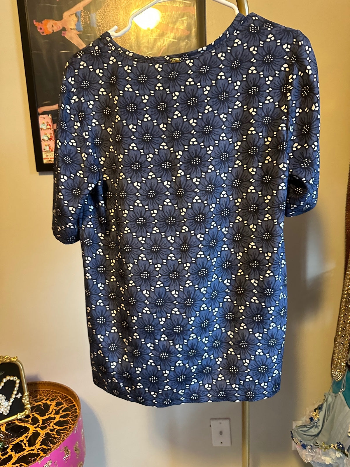 St. John Silk Blue Print Lounge Set