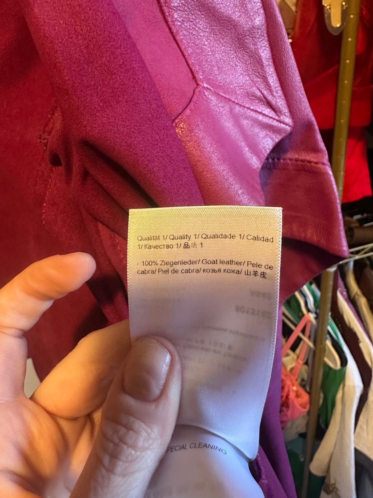 Vintage Escada Plum Purple Goat Leather Draped Jacket